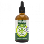 Eine Flasche Jacob Hooy CBD Öl 5 % auf weißem Hintergrund.