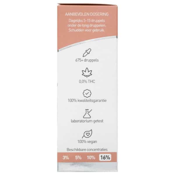 eine Flasche Renova CBD-Öl 16 % (30 ml) auf weißem Hintergrund.