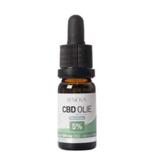 Eine Flasche Renova CBD-Öl mit Pfefferminzgeschmack 5 % auf weißem Hintergrund.