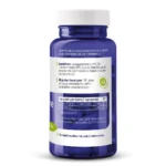 Eine blaue Flasche mit weißem Deckel, auf der Nährwertangaben, Inhaltsstoffe und Qualitätssymbole zu Vitakruid – Zink-Methionin & Kupfer (90 vegane Kapseln) auf Niederländisch und Englisch auf einem weißen Etikett gedruckt sind.